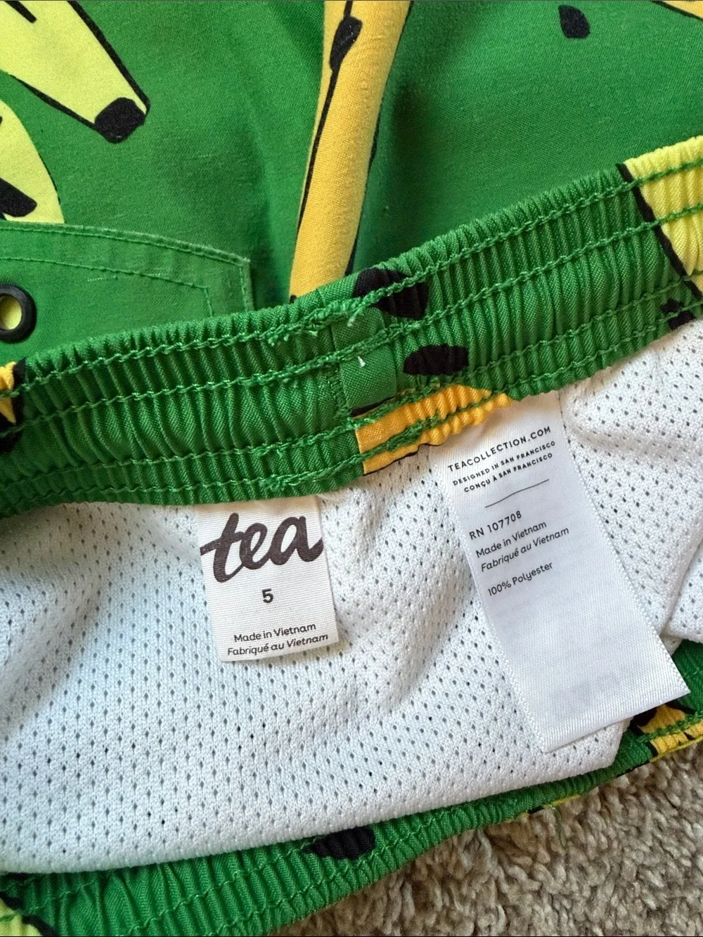 Tea Collection Green and Yellow Banana Swim Trunks